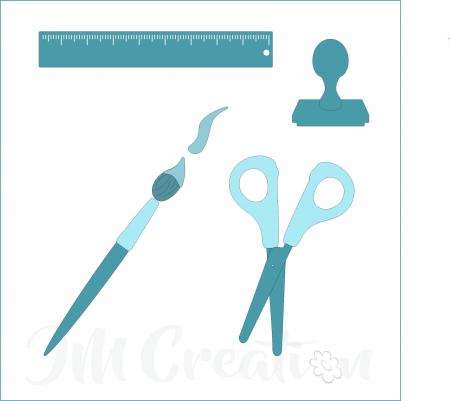 Stanzschablone - Pinsel, Schere + Co